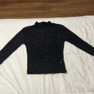 Black see through cheetah print long sleeve small shirt